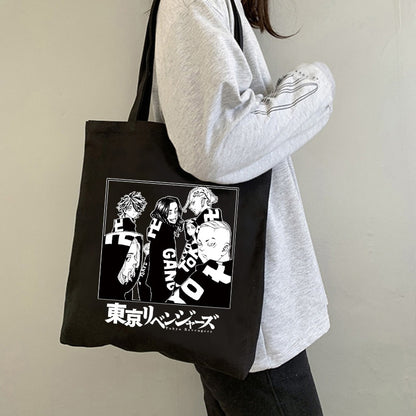 Tokyo Revengers Shopping Bag Graphic Tote Harajuku Shopper Bag Women Canvas Shoulder Bag Female Ulzzang Funny Eco Large-capacity