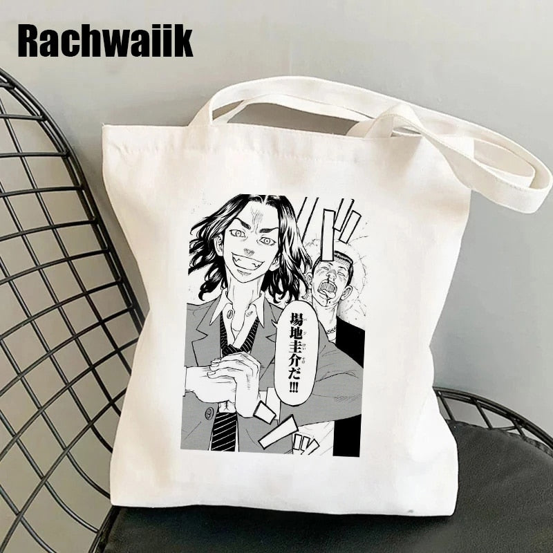 Tokyo Revengers Shopping Bag Graphic Tote Harajuku Shopper Bag Women Canvas Shoulder Bag Female Ulzzang Funny Eco Large-capacity