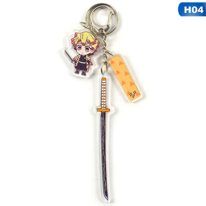 Anime Demon Slayer Keychain Acrylic Kimetsu no Yaiba Blade of Ghost Keychains Key Cover Chain Keyring Jewelry Accessories Gifts