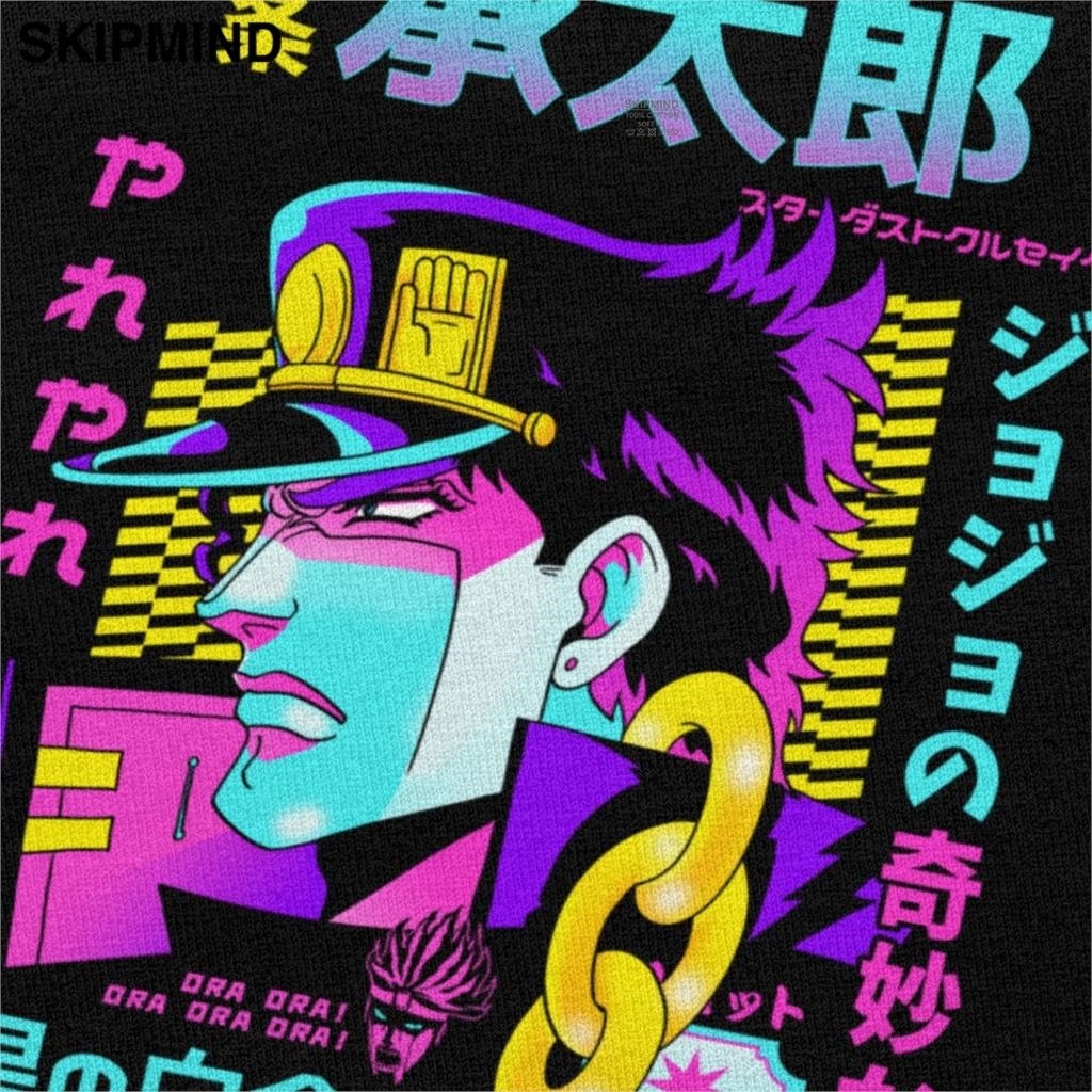 Fashion Jojos Bizarre Adventure T Shirt Men Short Sleeved Vaporwave Aesthetic Jotaro T-shirt Cotton Kujo Manga Graphic Tee Tops