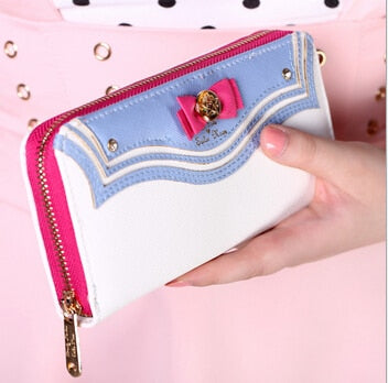 Kawaii Sailor Moon Designer Leather Long Wallet Women Japanese Fashion Brand Lady Zipper Purse Lovely Handbag Clutch Female