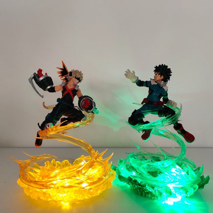 My Hero Academia Figure Bakugou Katsuki VS Midoriya Izuku DIY Model LED Light Action Figures Anime Boku no Hero Academia Toys