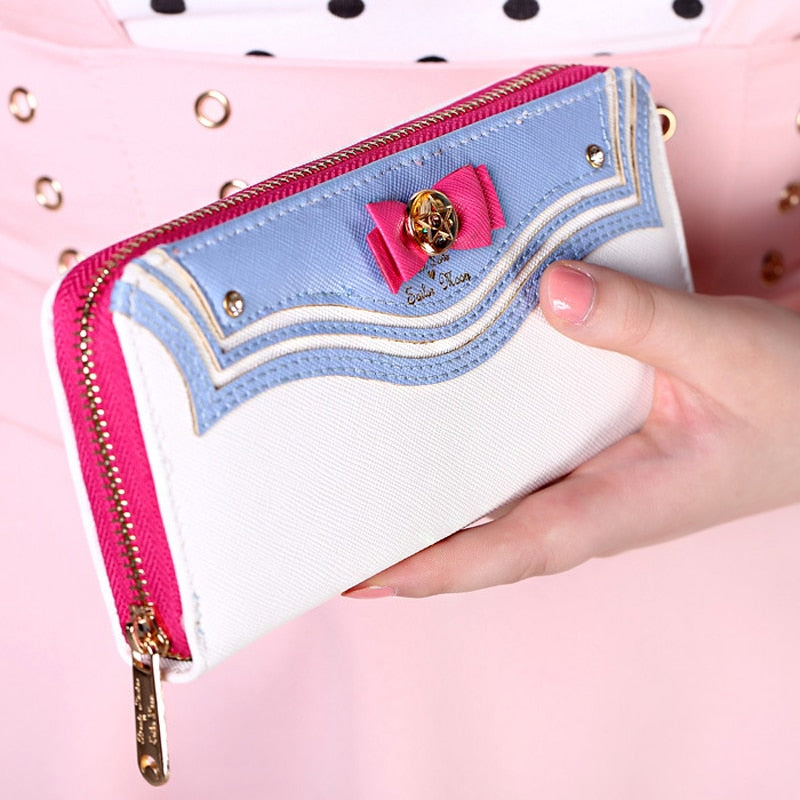 Kawaii Sailor Moon Designer Leather Long Wallet Women Japanese Fashion Brand Lady Zipper Purse Lovely Handbag Clutch Female