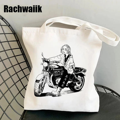 Tokyo Revengers Shopping Bag Graphic Tote Harajuku Shopper Bag Women Canvas Shoulder Bag Female Ulzzang Funny Eco Large-capacity