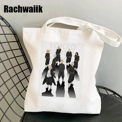 Tokyo Revengers Shopping Bag Graphic Tote Harajuku Shopper Bag Women Canvas Shoulder Bag Female Ulzzang Funny Eco Large-capacity