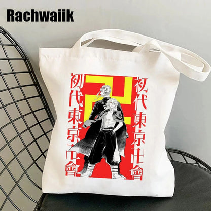 Tokyo Revengers Shopping Bag Graphic Tote Harajuku Shopper Bag Women Canvas Shoulder Bag Female Ulzzang Funny Eco Large-capacity