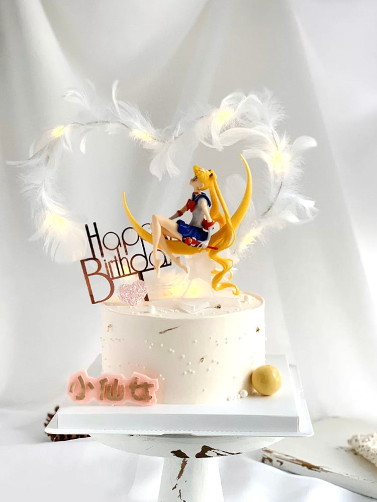 Anime Sailor Moon Wedding dress PVC Action Figure Collection Model Toy Doll Cake Decoration Girl Gift For Birthday Dessert Decor