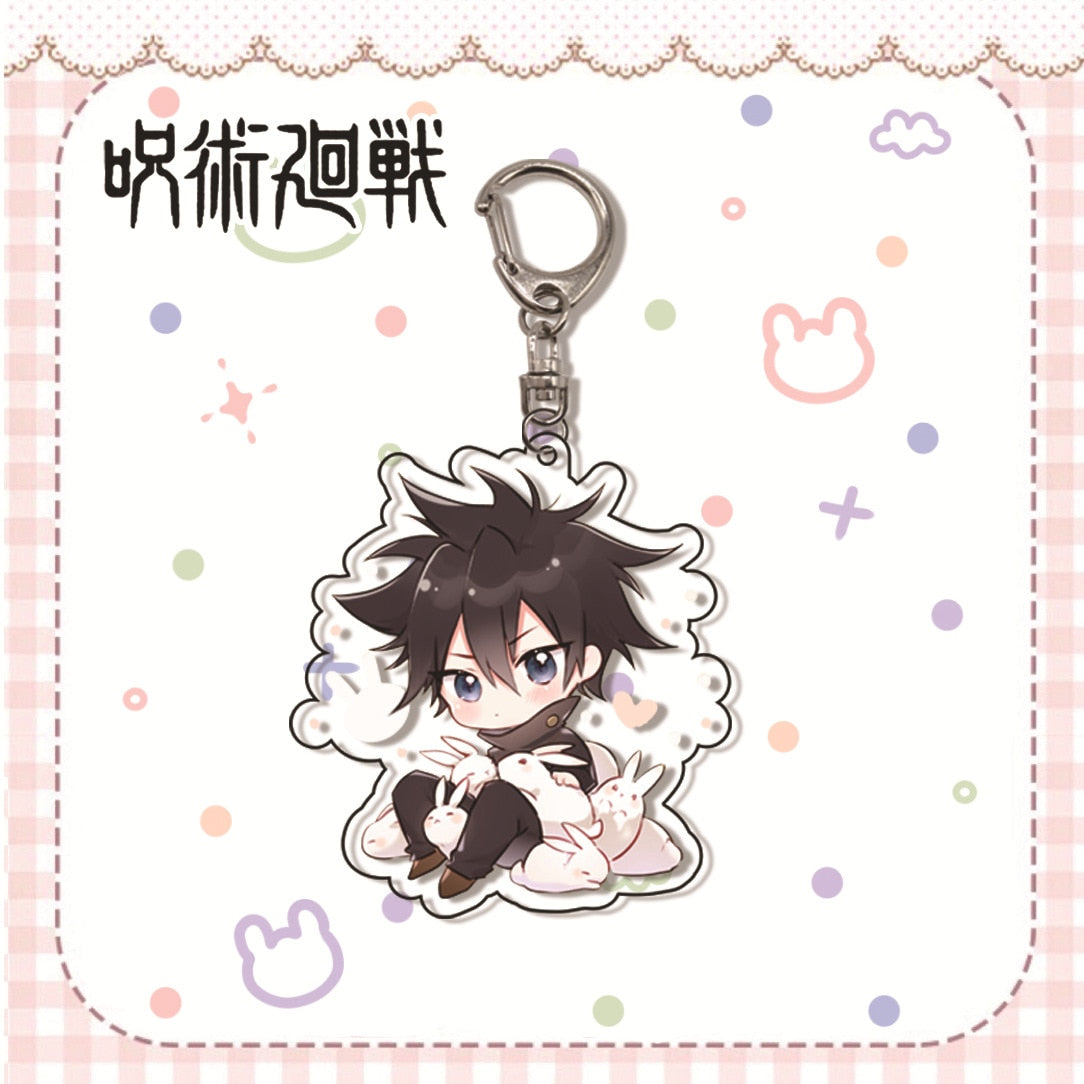 Hot Fashion Jujutsu Kaisen Yuji Itadori Keychain Fushiguro Megumi Cosplay Two-sided Acrylic Keyring Anime Jewelry Fans Souvenir