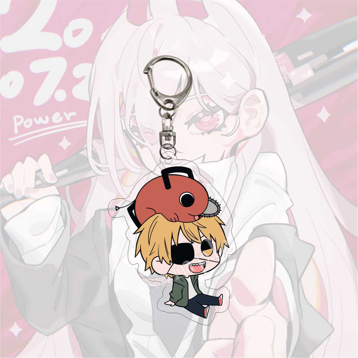 Kawaii Figures Anime Chainsaw Man Keychain Pochita Power Makima Angel Hayakawa Aki Key Ring 6cm Acrylic Charm Key Chain Llaveros