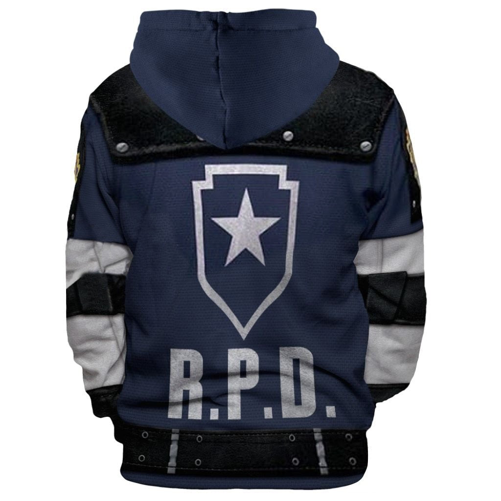 2021 new Resident Evil 2 Leon Scott Kennedy Cosplay 3D printed Hooded Sweatshirt long sleeve coat