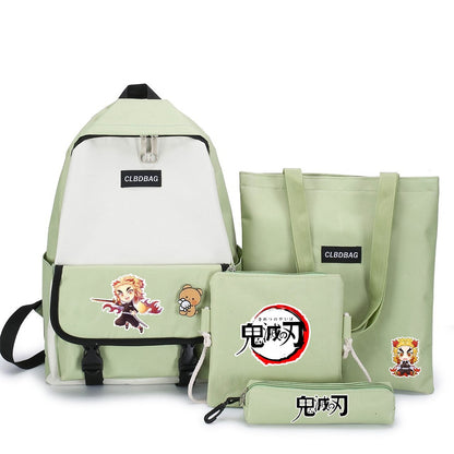 4PCS/set Demon Slayer: Kimetsu No Yaiba Kamado Tanjirou Agatsuma Zenitsu Hashibira schoolbag Backpack Shoulder bag Model Gift