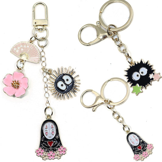 Spirited Away No Face Man Keychain Cartoon Fairydust Keyrings Car Bags Keyholder Alloy Pendants Key Chain Buckle Newest Handmade