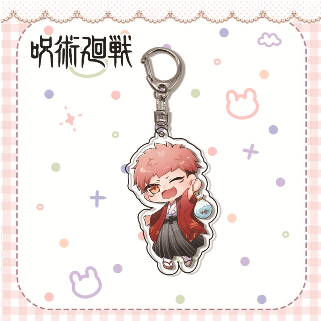 Hot Fashion Jujutsu Kaisen Yuji Itadori Keychain Fushiguro Megumi Cosplay Two-sided Acrylic Keyring Anime Jewelry Fans Souvenir