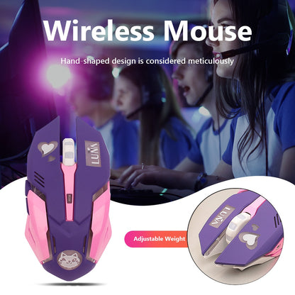 2.4GHz LED USB Wireless Gaming Optical Mouse 2400dpi Mute PC Laptop Computer 6 Buttons Gaming Mice for OW DVA Overwatch