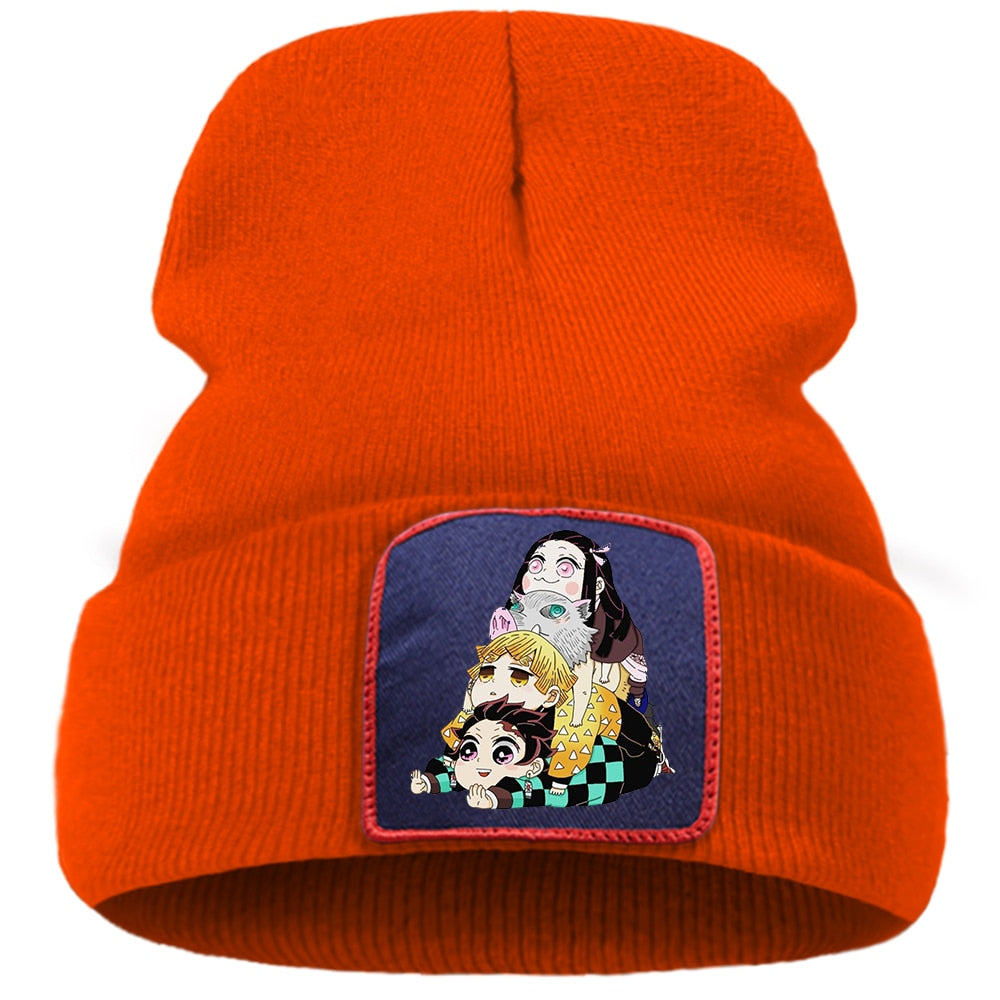 Demon Slayer Printing New Winter Hats For Women Warm Casual Man Japan Anime Knitted Hat Soft Fashion Men Autumn Beanie