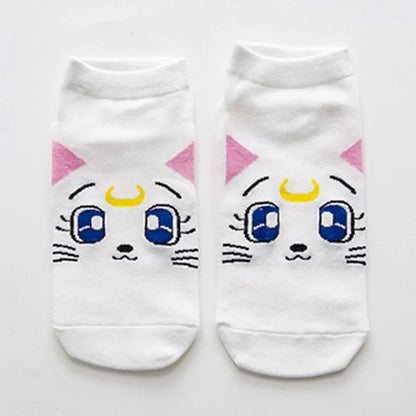 5 pairs Novel original design new products cute Kawaii playful cat  sailor Moon breathable funny women Socks High Quality Sox