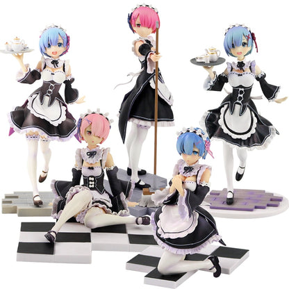 12-22cm Re: Zero in A Different World From Zero Ram Rem Servant Suit Version Figure Doll PVC Collection Model Toys