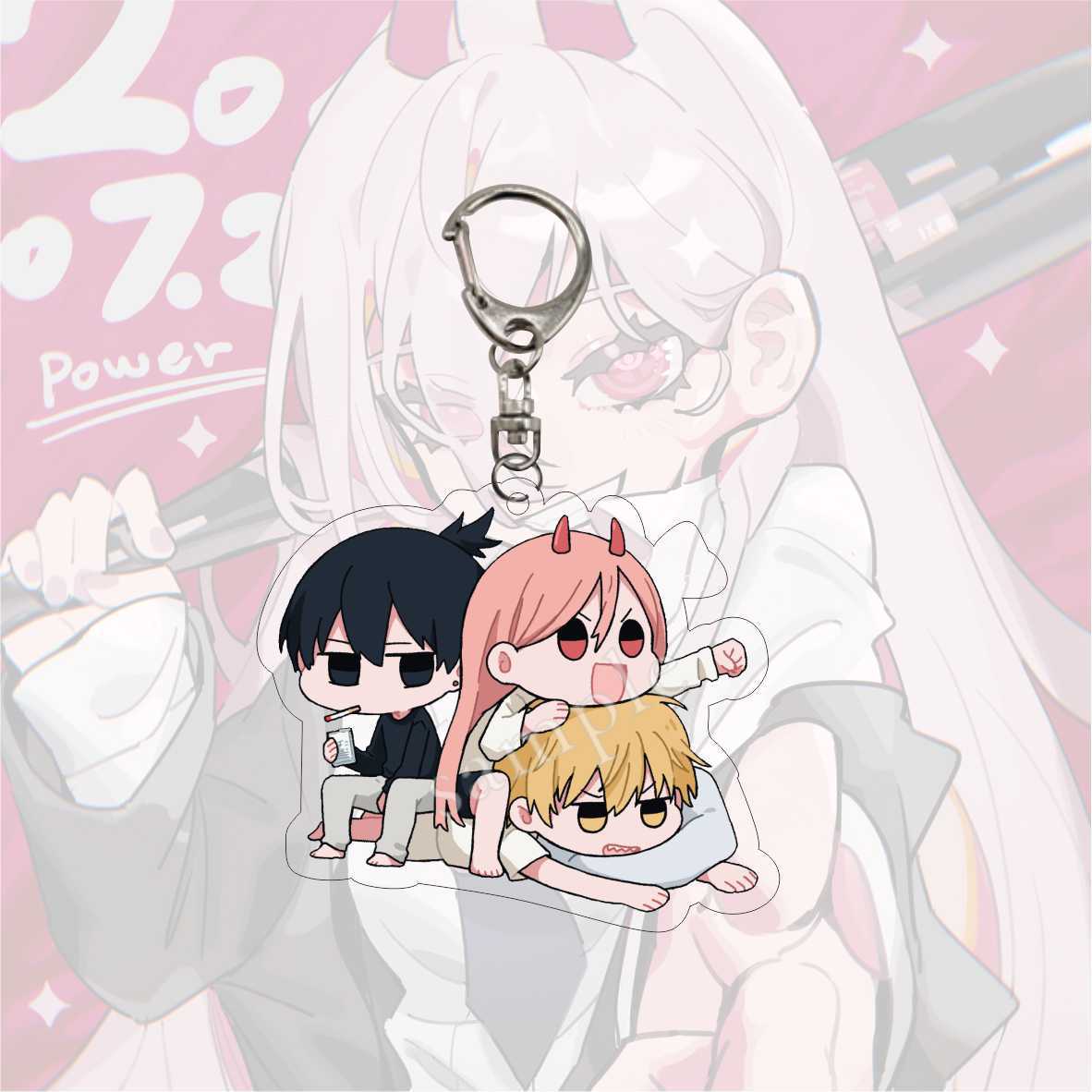 Kawaii Figures Anime Chainsaw Man Keychain Pochita Power Makima Angel Hayakawa Aki Key Ring 6cm Acrylic Charm Key Chain Llaveros