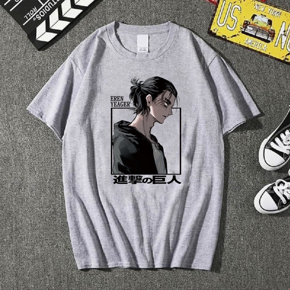 Attack on Titan Eren Yeager Anime Fashion Casual Round Neck Short Sleeve Man Woman T-shirt