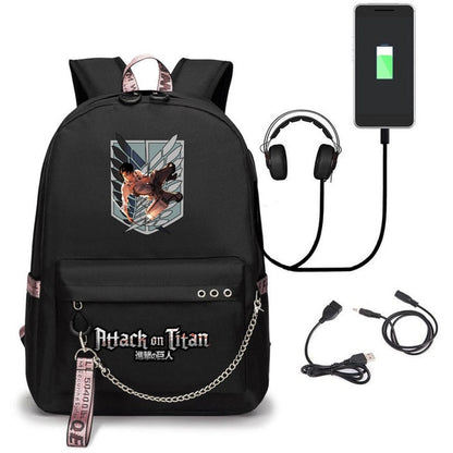 Attack on Titan Backpacks for Teenager Canvas Black Travel Bags Students Laptop Bag Boys Girls Back to School Mochila Sac A Dos