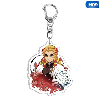 New Anime Demon Slayer Acrylic Keychain Cute Brinco Blade of Ghost Key Chain Kamado Tanjirou Cosplay Pompom Yaiba Keyring