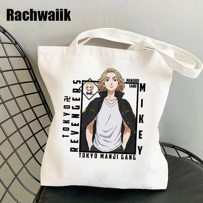 Tokyo Revengers Shopping Bag Graphic Tote Harajuku Shopper Bag Women Canvas Shoulder Bag Female Ulzzang Funny Eco Large-capacity