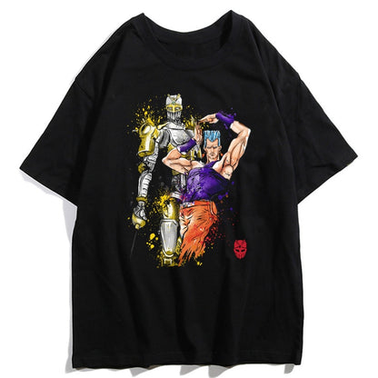 Jojos Bizarre Adventure Kujo Jotaro Giorno Giovanna Men Summer T-Shirts Harajuku Streetwear Ulzzang Hip Hop Tops Tee Cool T-Shirt