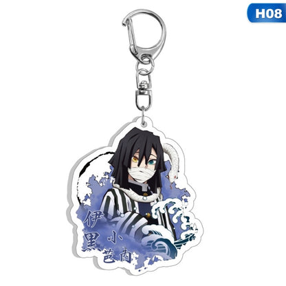 New Anime Demon Slayer Acrylic Keychain Cute Brinco Blade of Ghost Key Chain Kamado Tanjirou Cosplay Pompom Yaiba Keyring