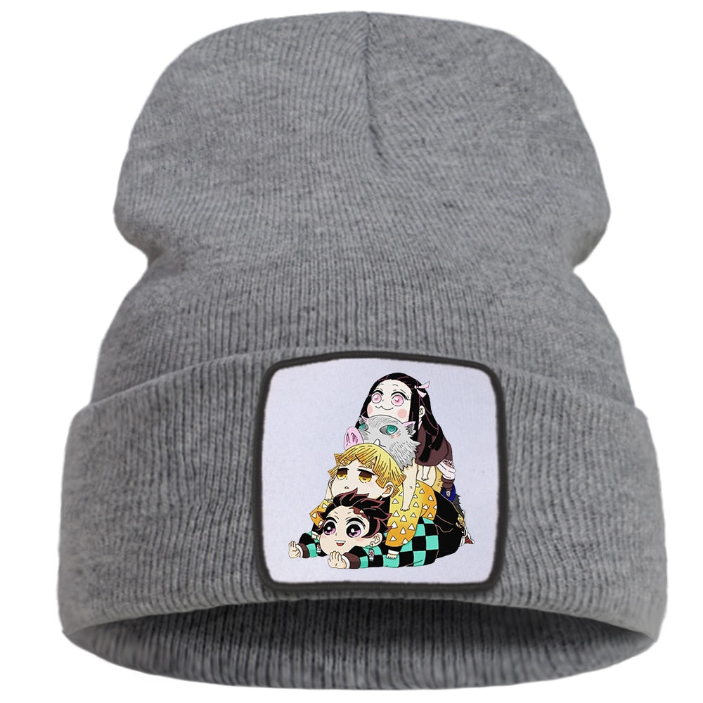 Demon Slayer Printing New Winter Hats For Women Warm Casual Man Japan Anime Knitted Hat Soft Fashion Men Autumn Beanie