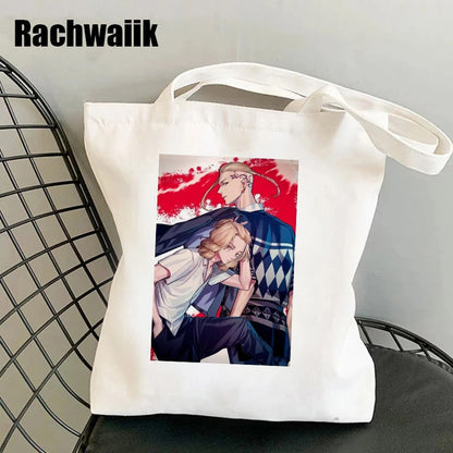 Tokyo Revengers Shopping Bag Graphic Tote Harajuku Shopper Bag Women Canvas Shoulder Bag Female Ulzzang Funny Eco Large-capacity