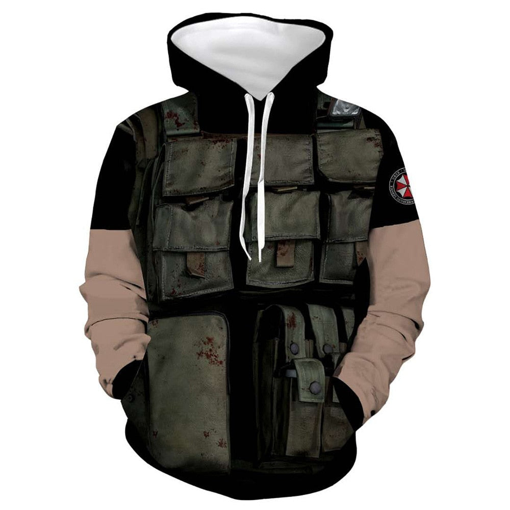 2021 new Resident Evil 2 Leon Scott Kennedy Cosplay 3D printed Hooded Sweatshirt long sleeve coat