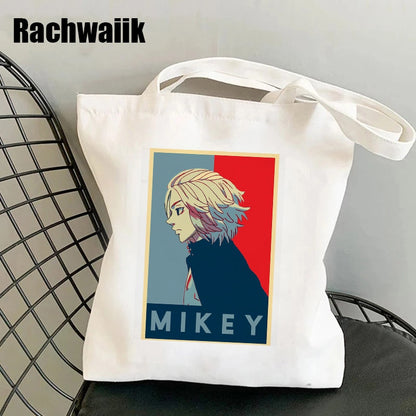 Tokyo Revengers Shopping Bag Graphic Tote Harajuku Shopper Bag Women Canvas Shoulder Bag Female Ulzzang Funny Eco Large-capacity