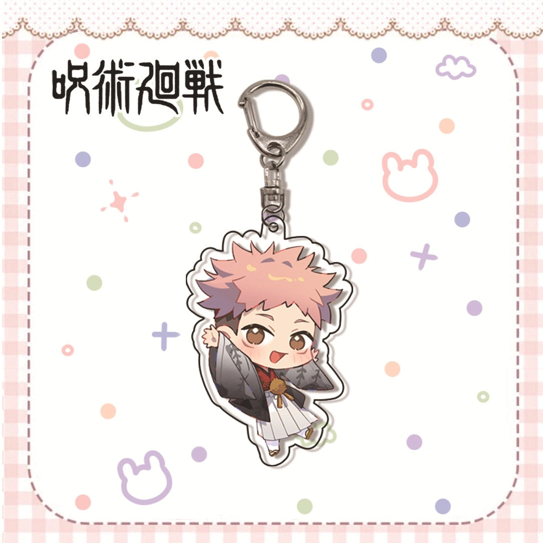 Hot Fashion Jujutsu Kaisen Yuji Itadori Keychain Fushiguro Megumi Cosplay Two-sided Acrylic Keyring Anime Jewelry Fans Souvenir