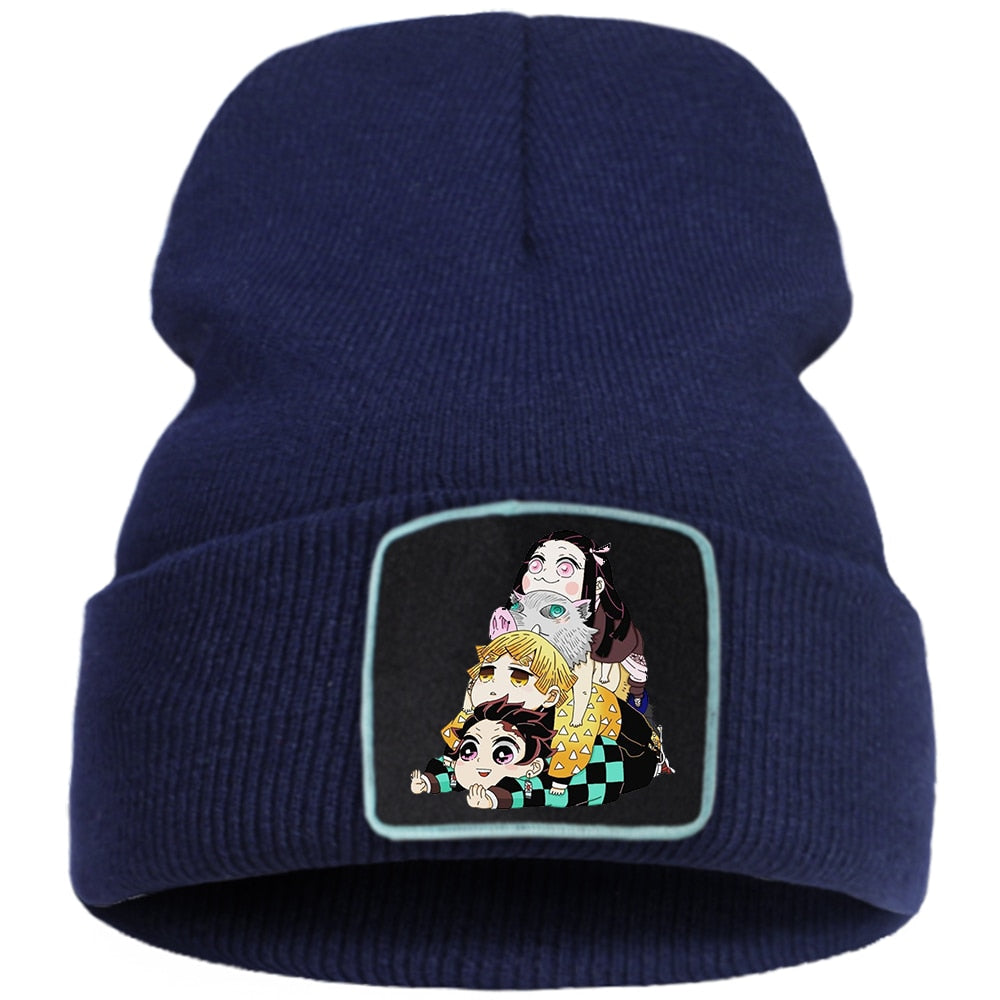 Demon Slayer Printing New Winter Hats For Women Warm Casual Man Japan Anime Knitted Hat Soft Fashion Men Autumn Beanie