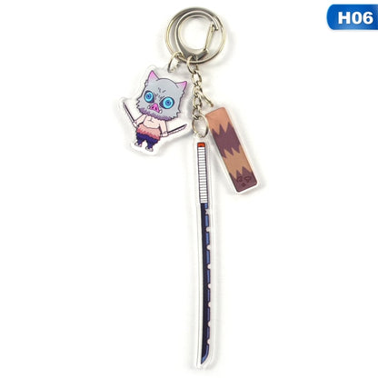 Anime Demon Slayer Keychain Acrylic Kimetsu no Yaiba Blade of Ghost Keychains Key Cover Chain Keyring Jewelry Accessories Gifts