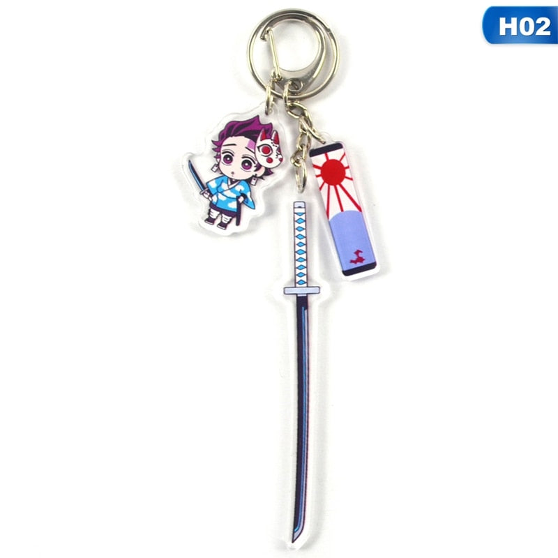 Anime Demon Slayer Keychain Acrylic Kimetsu no Yaiba Blade of Ghost Keychains Key Cover Chain Keyring Jewelry Accessories Gifts