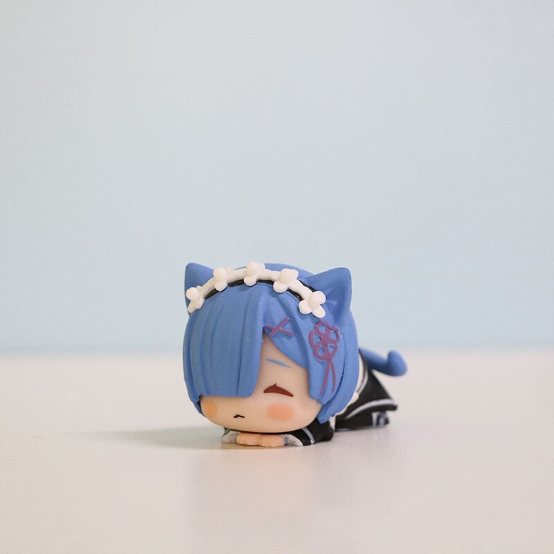 4pcs Re: Zero In A Different World From Zero Anime Action Figures Rem Ram Emilia Echidna 4 Models Cute Cat Lying Position Dolls