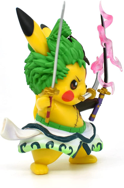 PVC 4&quot; Pokemon Anime Kawaii Pikachu Cosplay Roronoa Zoro Action Figure Statues GK Collection Birthday Gifts Funko  Pop It