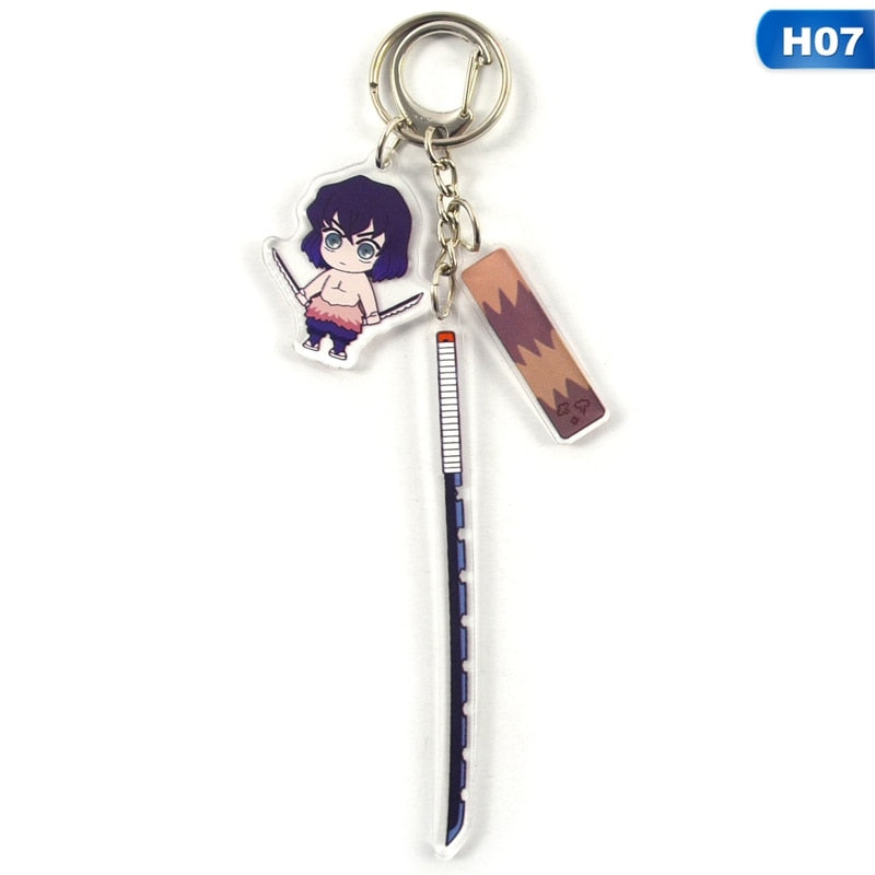 Anime Demon Slayer Keychain Acrylic Kimetsu no Yaiba Blade of Ghost Keychains Key Cover Chain Keyring Jewelry Accessories Gifts