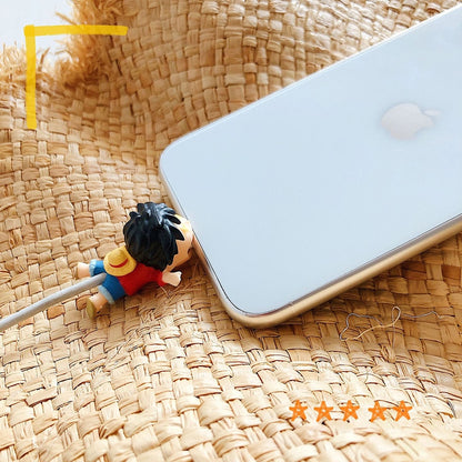 Anime One Piece Kawaii Cable Bite Protector for Iphone Usb Cable Organizer Winder Luffy Zoro Protector Toys for Children Gift