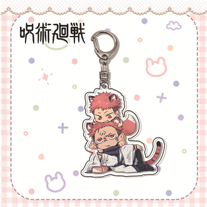 Hot Fashion Jujutsu Kaisen Yuji Itadori Keychain Fushiguro Megumi Cosplay Two-sided Acrylic Keyring Anime Jewelry Fans Souvenir