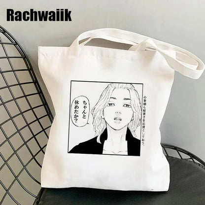 Tokyo Revengers Shopping Bag Graphic Tote Harajuku Shopper Bag Women Canvas Shoulder Bag Female Ulzzang Funny Eco Large-capacity