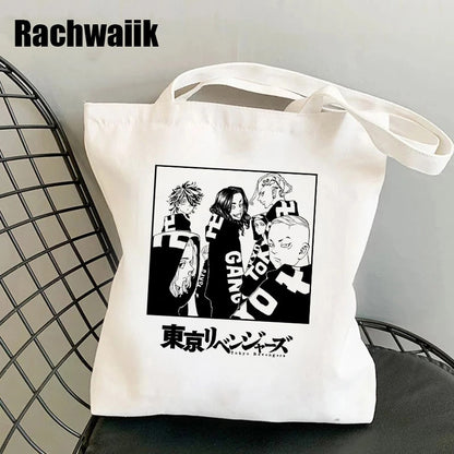 Tokyo Revengers Shopping Bag Graphic Tote Harajuku Shopper Bag Women Canvas Shoulder Bag Female Ulzzang Funny Eco Large-capacity