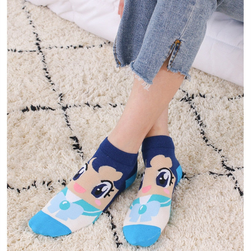 6 pairs High Quality Novel original design new products cute Kawaii playful cat sailor Moon breathable funny lovely women Socks