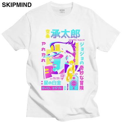 Fashion Jojos Bizarre Adventure T Shirt Men Short Sleeved Vaporwave Aesthetic Jotaro T-shirt Cotton Kujo Manga Graphic Tee Tops