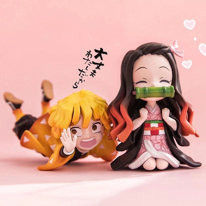 Anime GK Figure Demon Slayer Kimetsu No Yaiba Kamado Nezuko Agatsuma Zenitsu Cute Toys for Kids Collectible Model PVC Doll