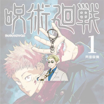 Hot Fashion Jujutsu Kaisen Yuji Itadori Keychain Fushiguro Megumi Cosplay Two-sided Acrylic Keyring Anime Jewelry Fans Souvenir