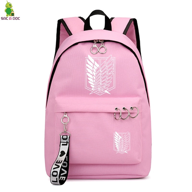 Attack on Titan Black Bagpacks Floral Printing Backpacks Travel Backpack Hot Anime School Bag for Teenage Girls Laptop Mochilas