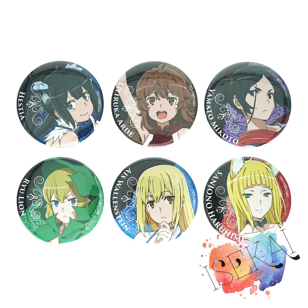 DanMachi Is It Wrong to Try to Pick Up Girls in a Dungeon Anime Hestia Ais Wallenstein Haruhime Metal Badge Brooch Pins