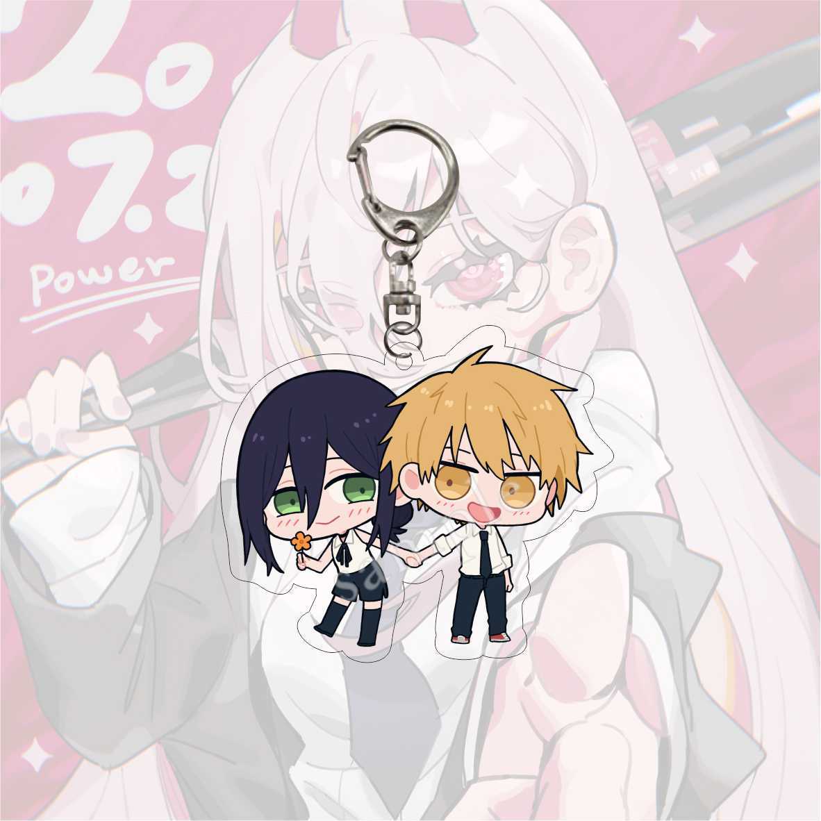 Kawaii Figures Anime Chainsaw Man Keychain Pochita Power Makima Angel Hayakawa Aki Key Ring 6cm Acrylic Charm Key Chain Llaveros